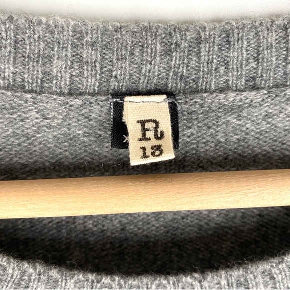 R13 Shrunken Distressed Cashmere Sweater Grey - Picture 9 of 13